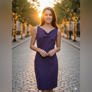 Elie Tahari | Trudy Purple Midi Dress in Sugar Plum